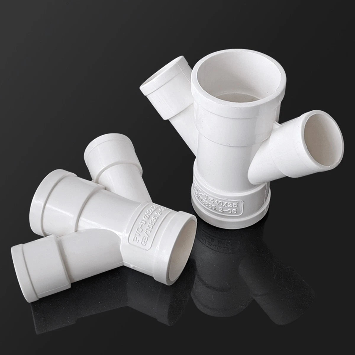 PVC 4-Way Oblique Equal Reducer Drainage Pipe Connectors Tube Fittings Adapters
