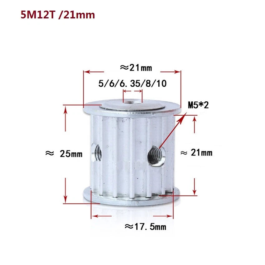 HTD-5M 12-60T Timing Belt Pulley Synchronous Wheel Pitch 5mm Tooth Width 16/21mm