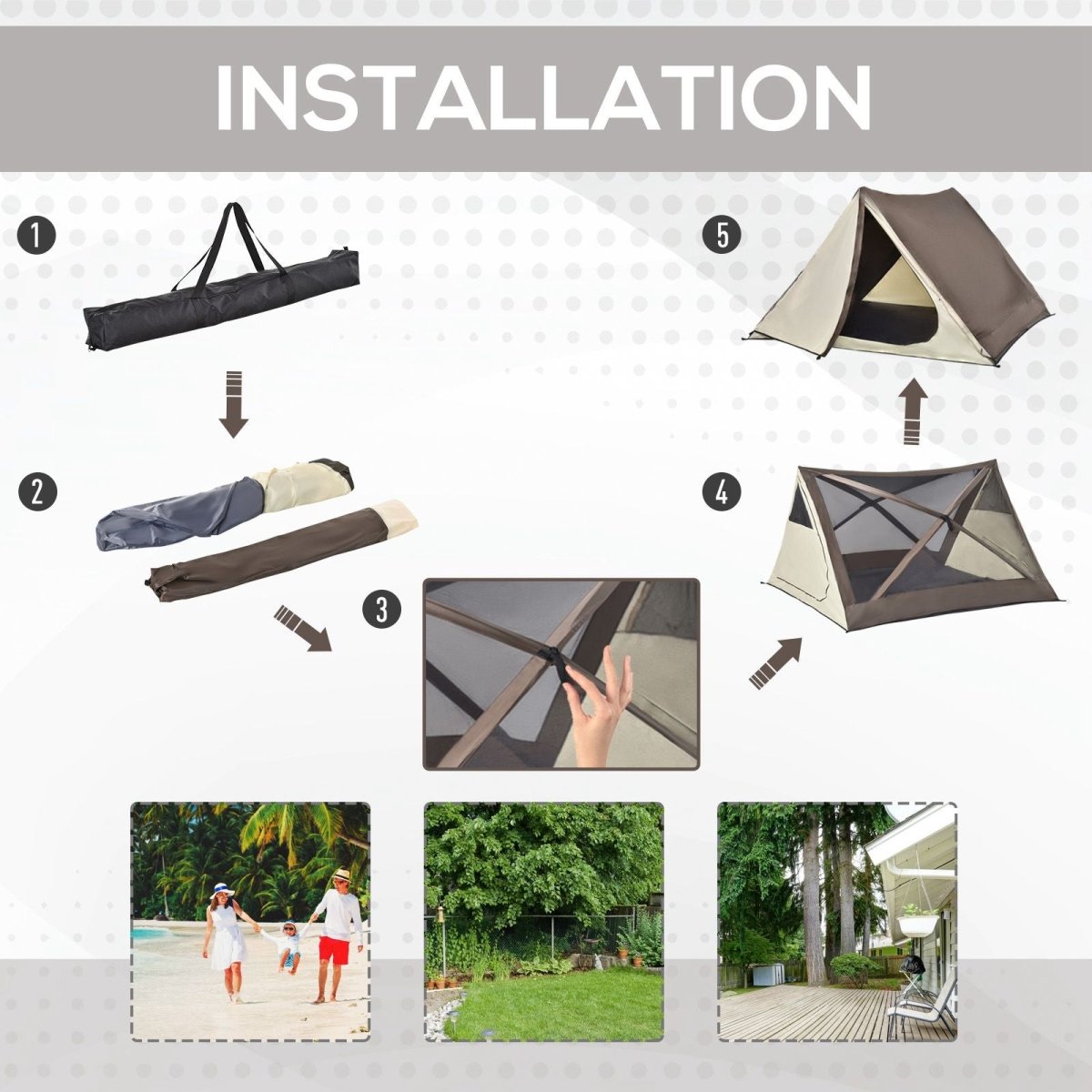 2 - 3 People Pop Up Camping Tent Waterproof Automatic Instant Tent Portable Cabana Beach Tent with Rainfly, Carry Bag, Windows and Doors, Outdoor Camping Hiking Indoor - HomeDIYer