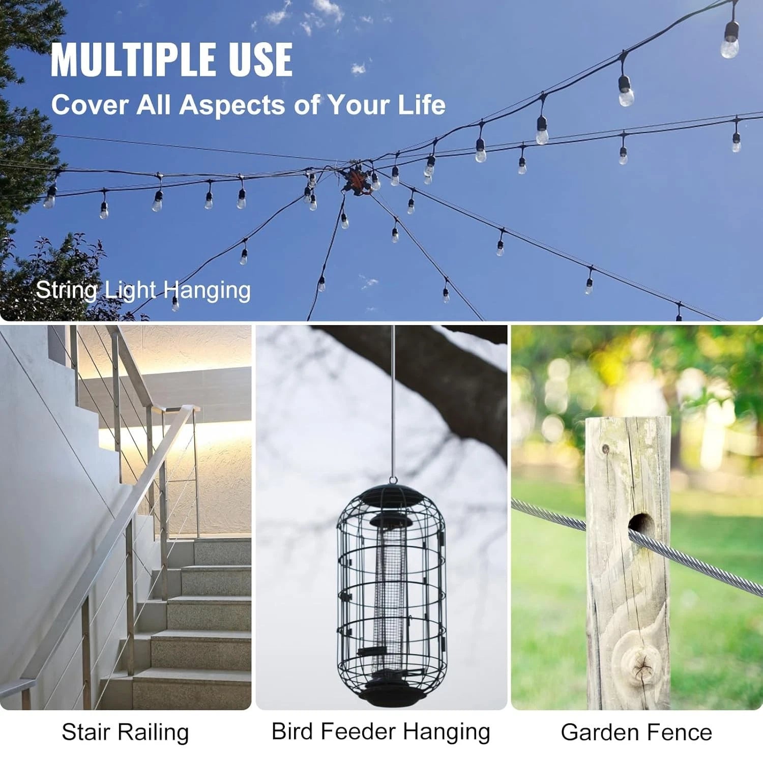 A2 Stainless Steel Wire Rope Metal Cable Rigging Clear PVC Coated 7x7 0.6 - 4mm