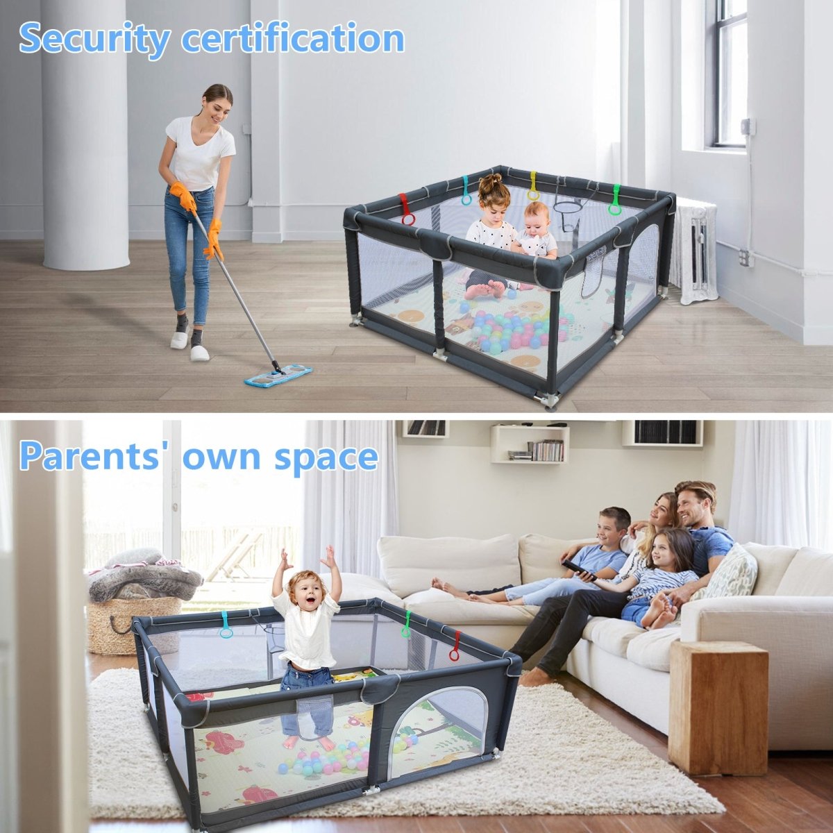 71" * 59" Baby Playard Cloth Playpen Removable Enclosures for Indoor and Outdoor Use Care for Children and Pets - HomeDIYer