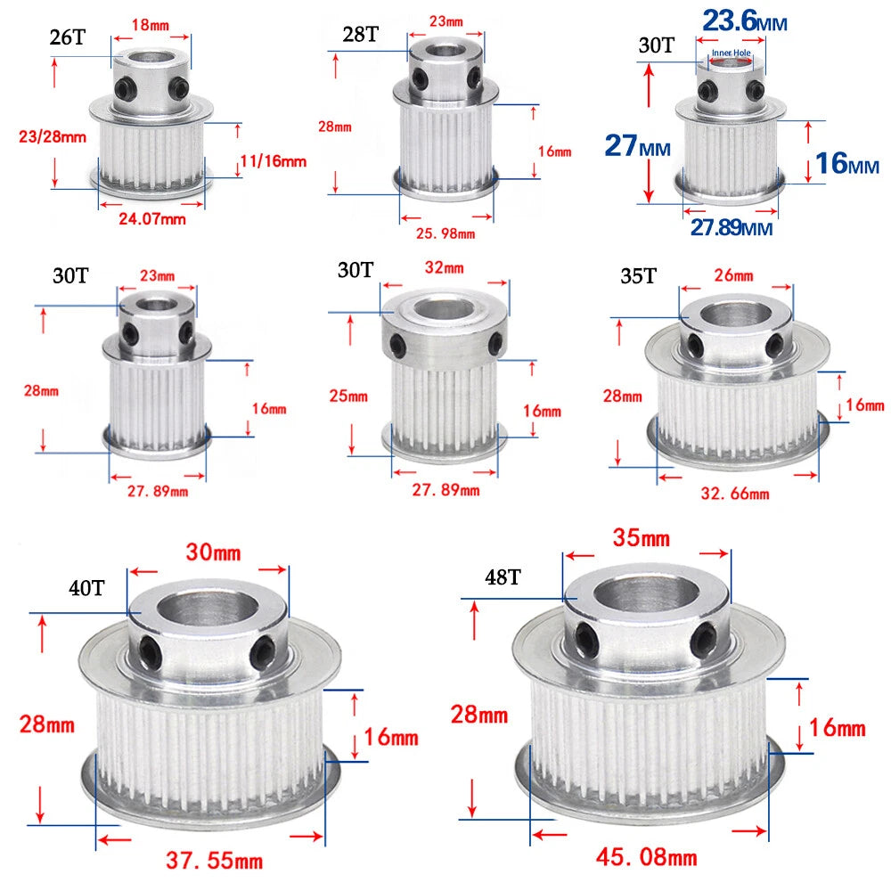 3M Timing Belt Drive Pulley BF/K-Type Pitch 3mm For CNC Step Motor 12~48 Teeth