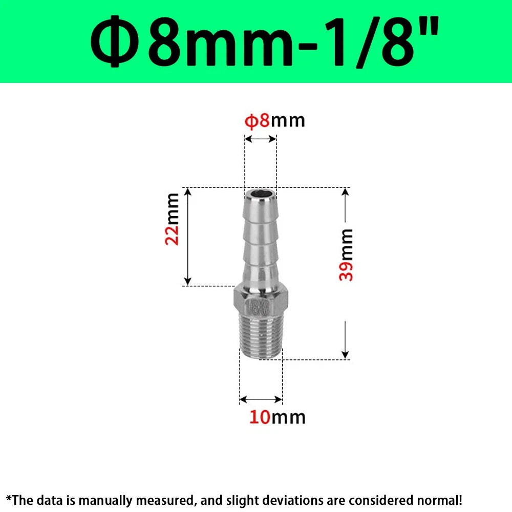 Male NPT Hose Barb Adapter Fittings – 316L Stainless Steel