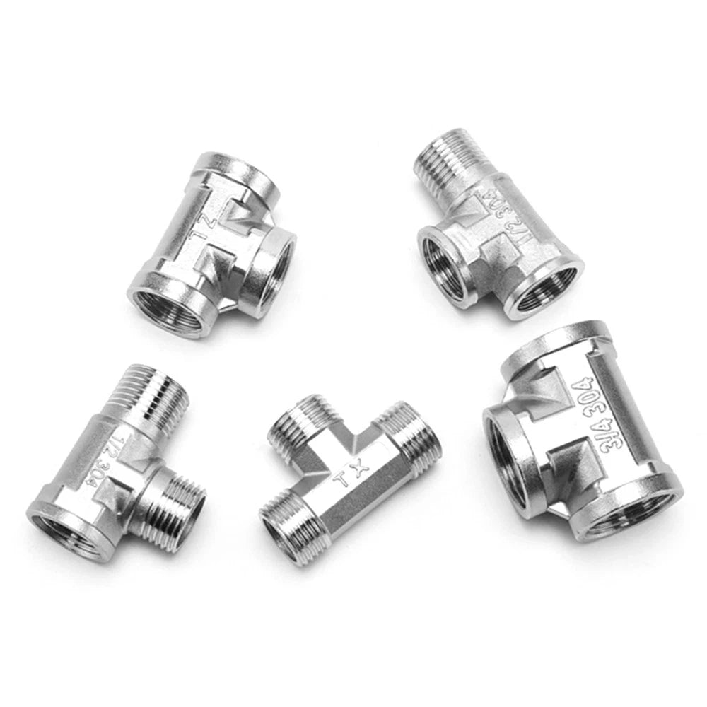 201 Stainless Steel Equal BSP Thread Tee | 1/2", 3/4", 1" Male & Female Pipe Fitting