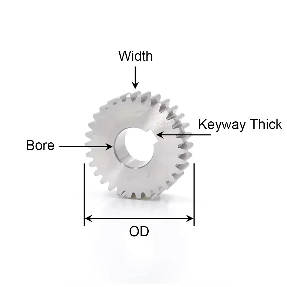 1/1.5/2 Mod 12~120 Teeth, Flat Gear Cylindrical Gear, Spur Gears Stainless Steel
