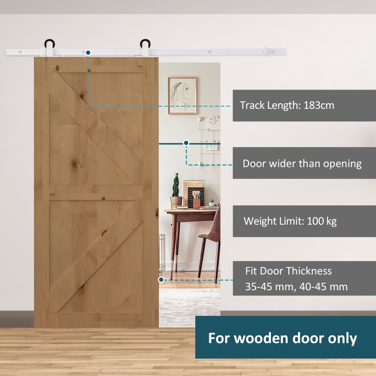 Rustic Interior Sliding Barn Door Mounting Hardware Kit White - HomeDIYer