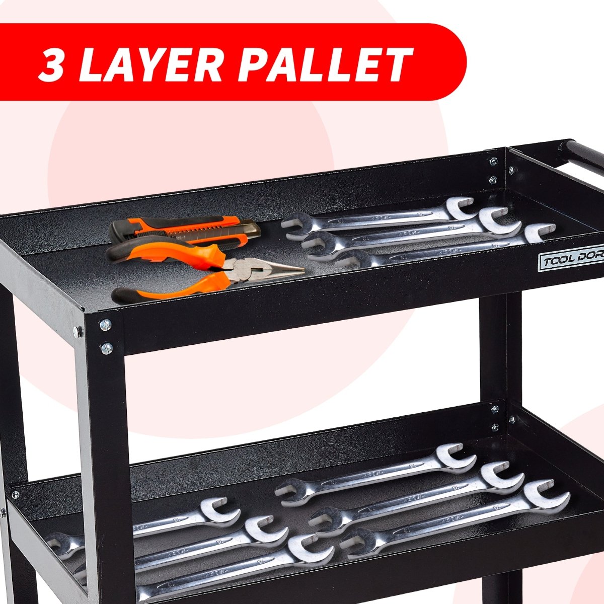 Black Tool Cart 3 - Tier 26*14.2*30.3 Inch(L*W*H) - HomeDIYer