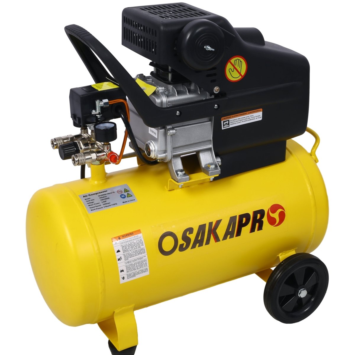 3.5HP Portable 10 Gallons Oil - Lubricated Air Compressor Tank Ultra Quiet Horizontal Tank Adjustable Pressure with Built - in Wheel - HomeDIYer