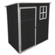 5x3 ft Resin Outdoor Storage Shed, Metal-Reinforced Multi-Wall Panels, Pad-Lockable Door, Side Window, Air Vents, UV-Resistant, for Patio Garden Yard, Black
