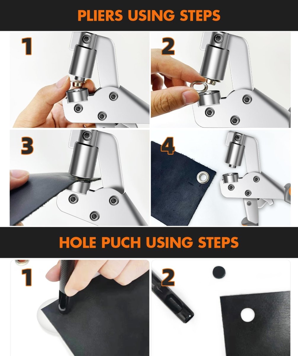 10mm Air Hole Buckle Punching Sail Tent Fabric Installation Tools - Hand Press Pliers Manual Set, Metal Eyelet Buckle - HomeDIYer