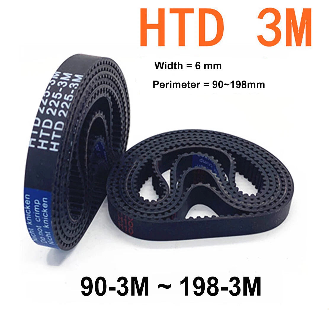 HTD 3M Timing Belt 6mm Wide Closed Loop Synchronous Belt for CNC Pulley Drive