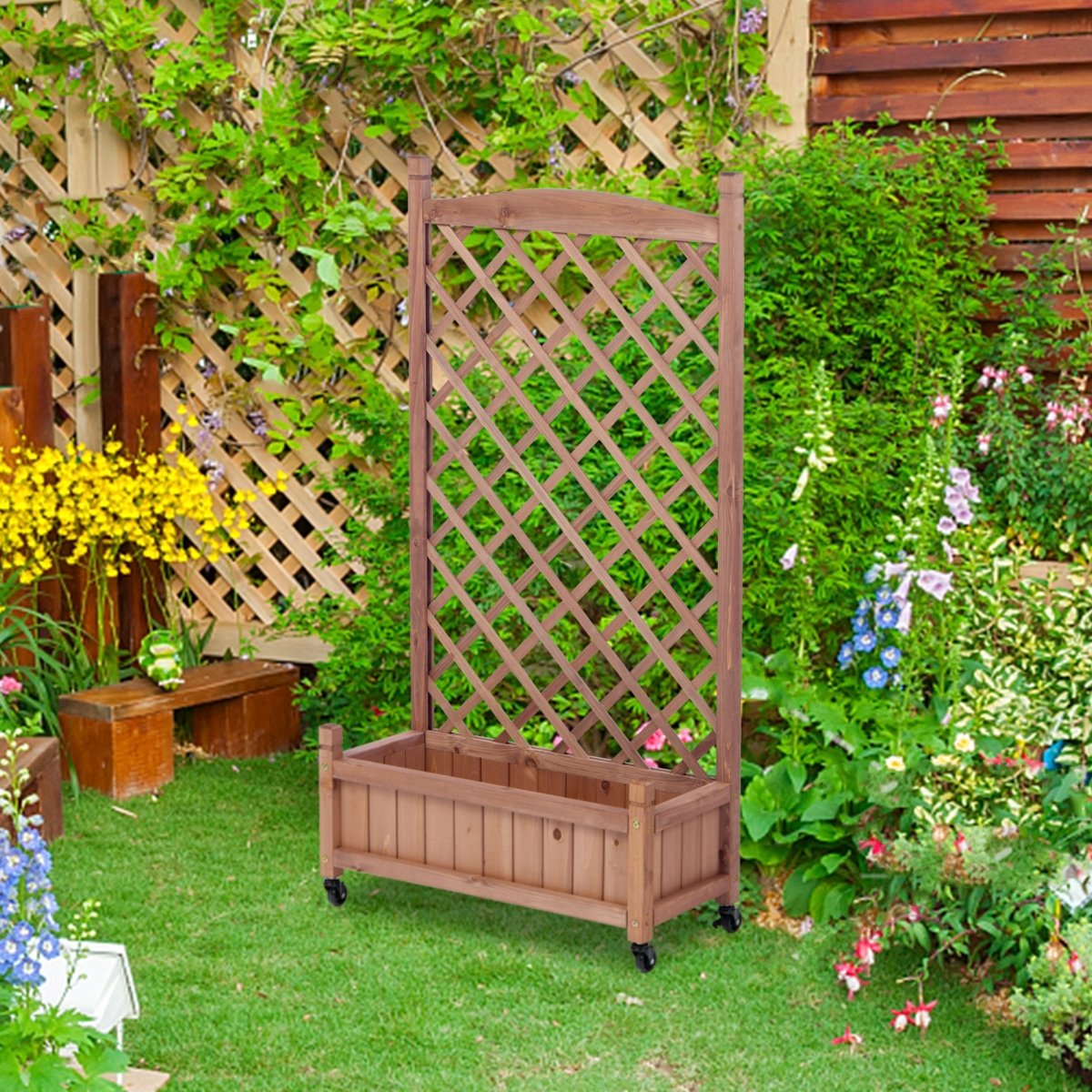 Raised Garden Bed with Legs, Elevated Wooden Planter Box for Outdoor Plants Flowers Fruits Vegetable Herb Growing - HomeDIYer