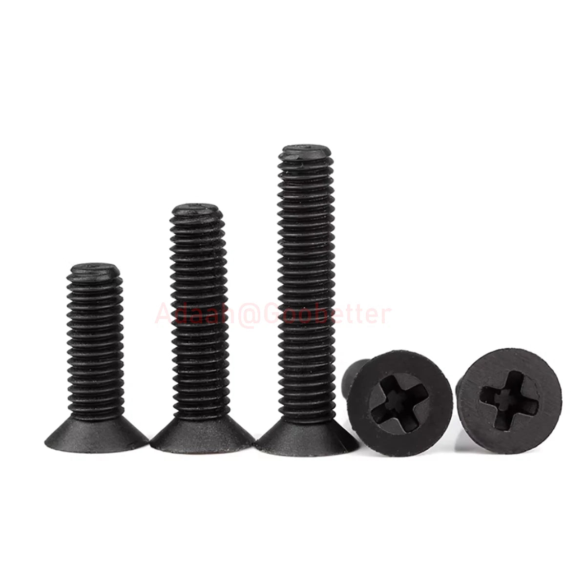 Black Plastic Phillips Flat Head Machine Screws — M2.5 to M8, Multiple Lengths - HomeDIYer