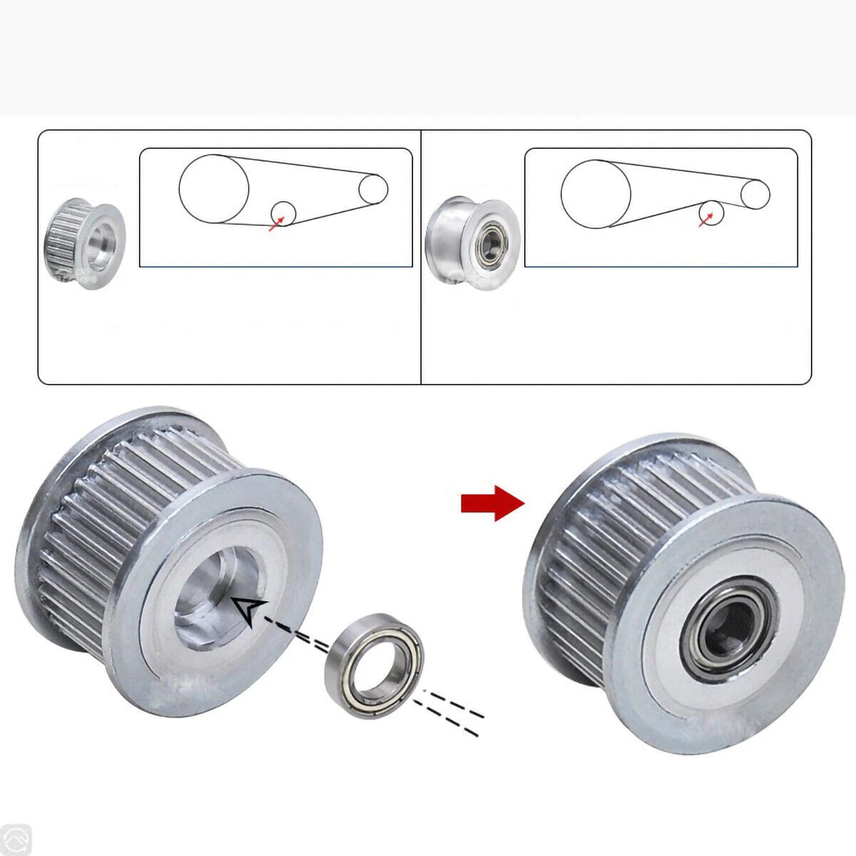 8M 20/25/30/40/mm Timing Belt Smooth Tooth Idler Drive Pulley 15 16 20 -30 Teeth