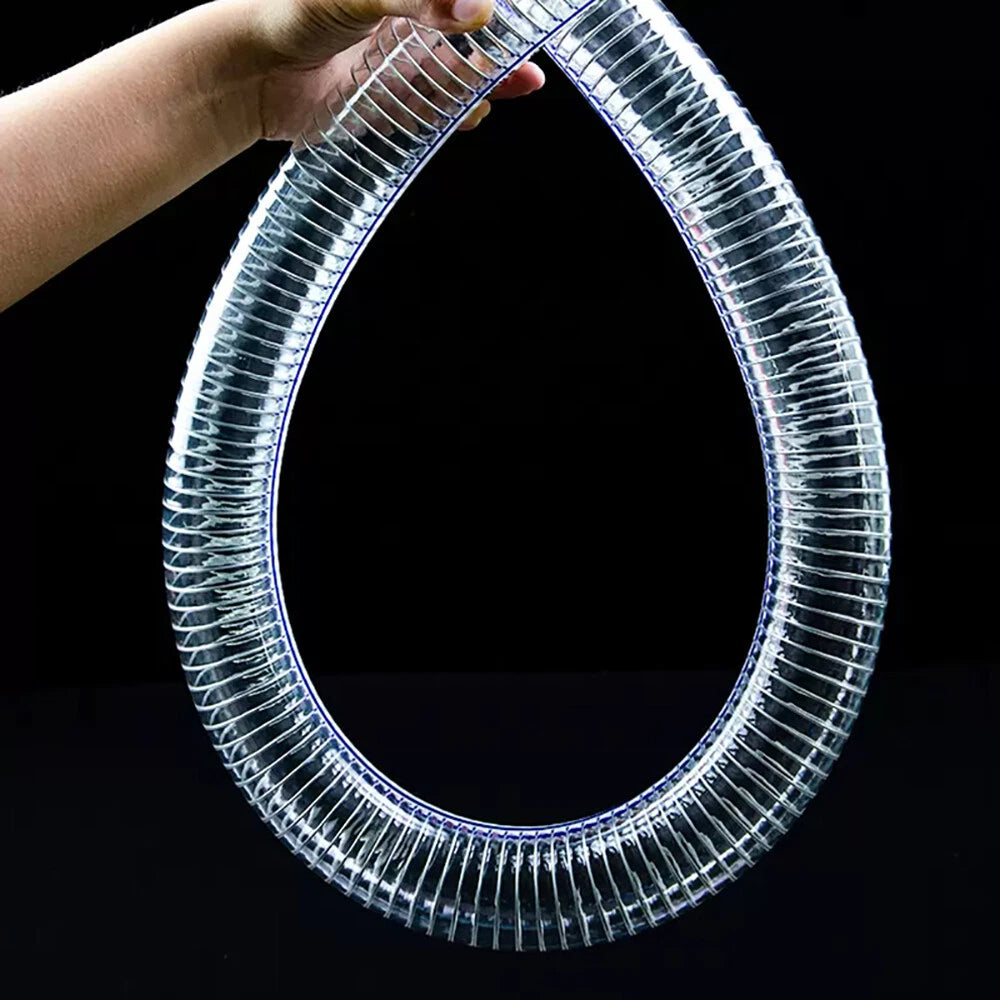 Clear Flexible PVC Hose Pipe with Braided Steel Wire Reinforcement — Fuel & Fluid Transfer