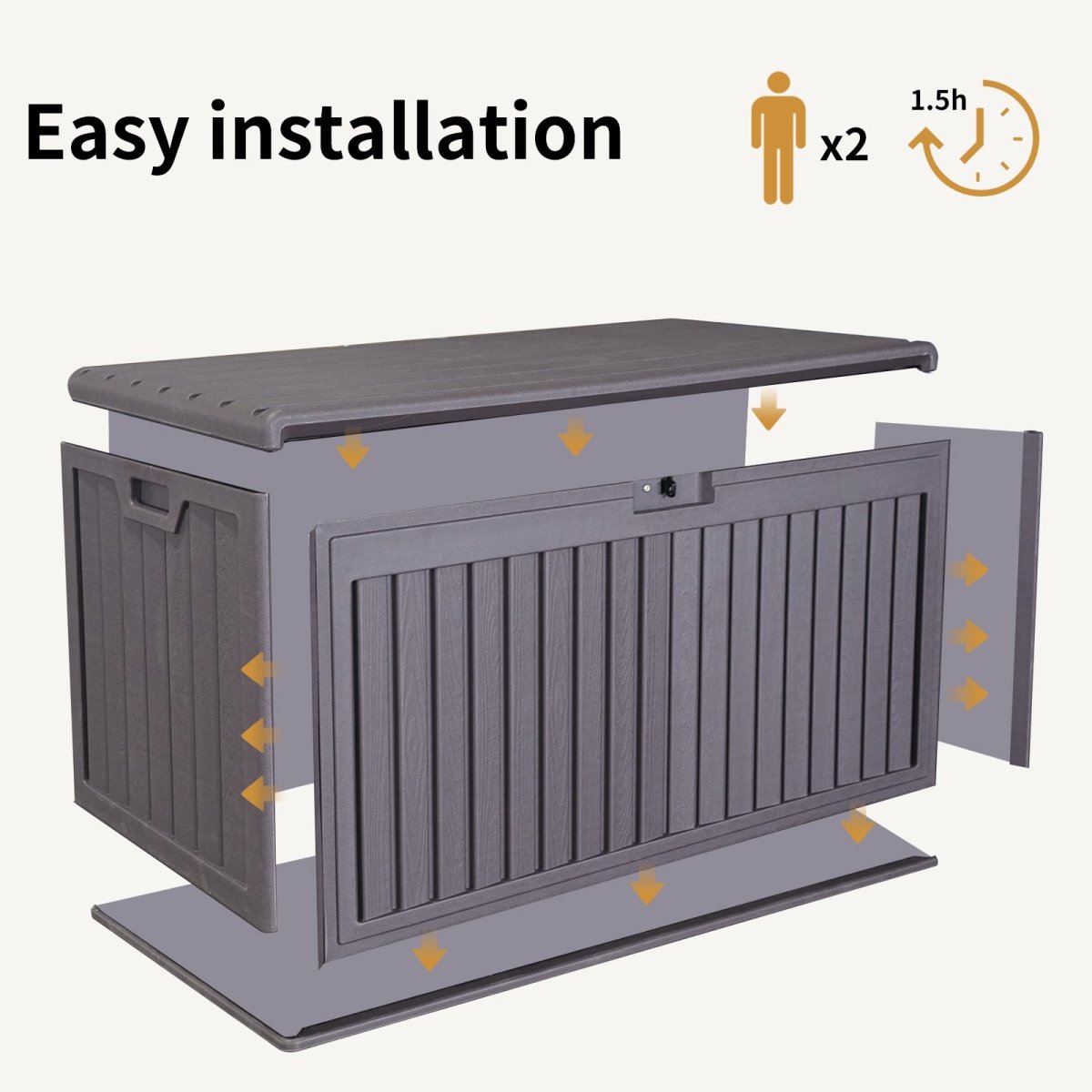 100 - Gallon Resin Deck Box with Lockable Lid | Waterproof Outdoor Storage Bench - HomeDIYer