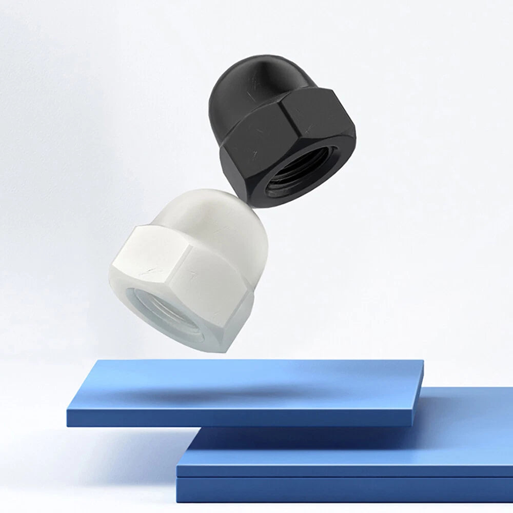 Nylon Plastic Screw Caps-Hex Nut Cover Protective Cap Set for Bolts Black/White