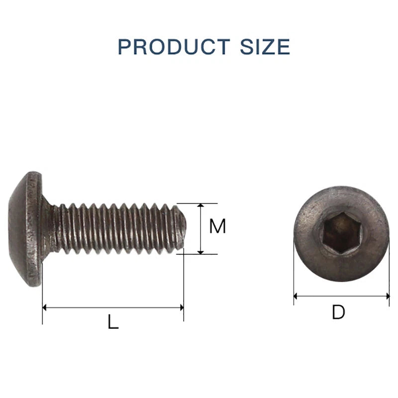 Titanium Alloy Button Head Hex Drive Screws M2 M2.5 M3 M4