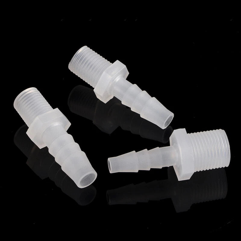 BSP Metric Male Thread Plastic Hose Connector — Straight Barbed Joiner (PP/PE, 1/8" to 3/4")