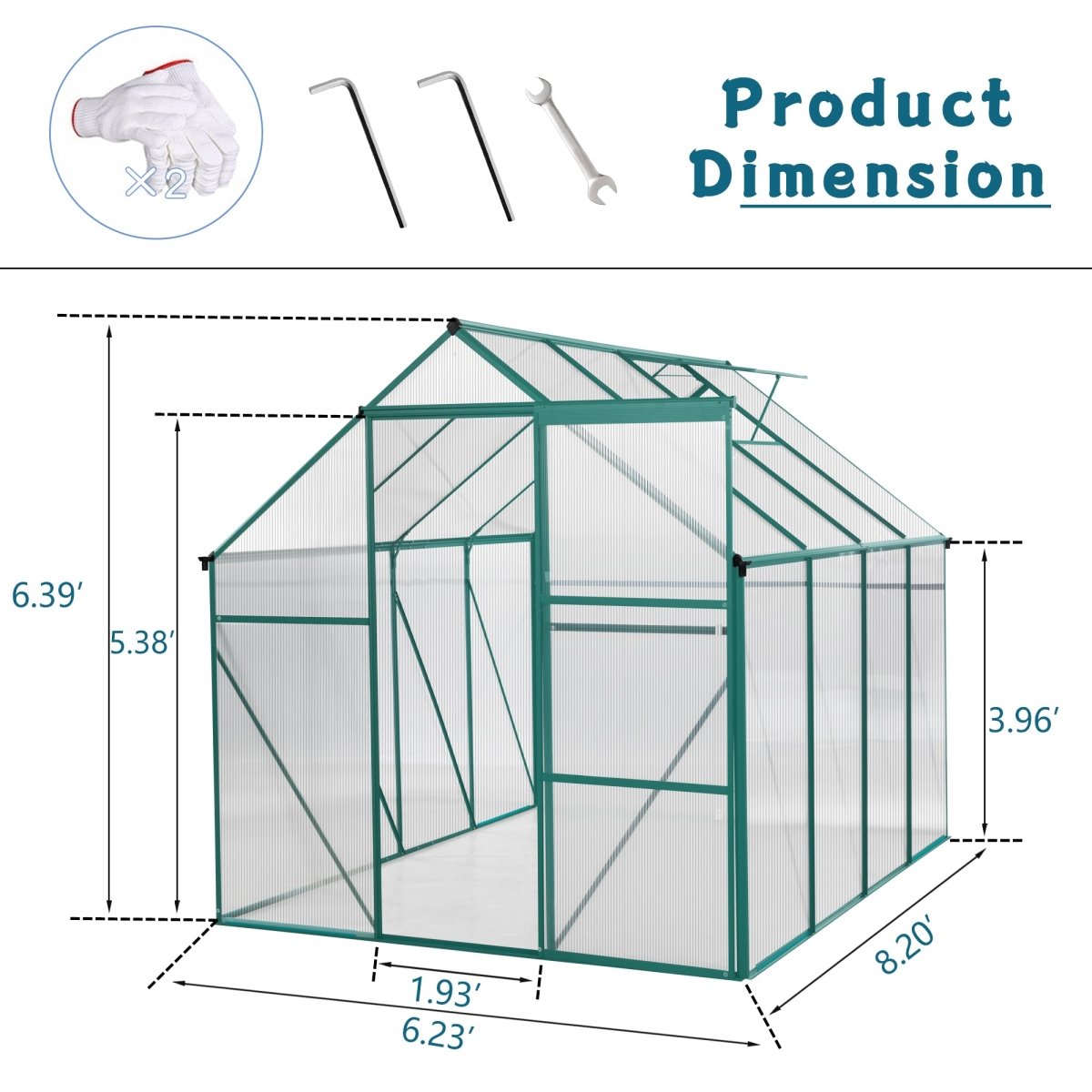 Green - 6 x 8 FT Outdoor Patio Greenhouse - HomeDIYer