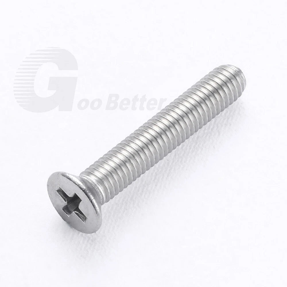 M1–M3.5 Phillips Countersunk Machine Screws – 304 Stainless Steel, Fully Threaded (3–120mm Overall Length) - HomeDIYer