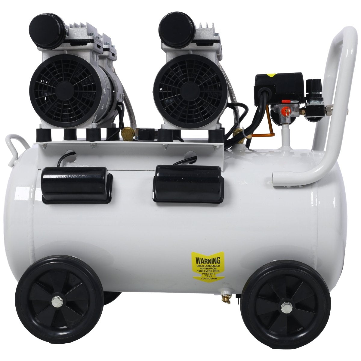 2.5 HP Silent Air Compressor 13 Gallon, Oil - Free, Electric Shop Air Compressor Portable,Lightweight with Wheels, 70 dBA Noise Level, with Automatic Drain Valve,Light Gray - HomeDIYer