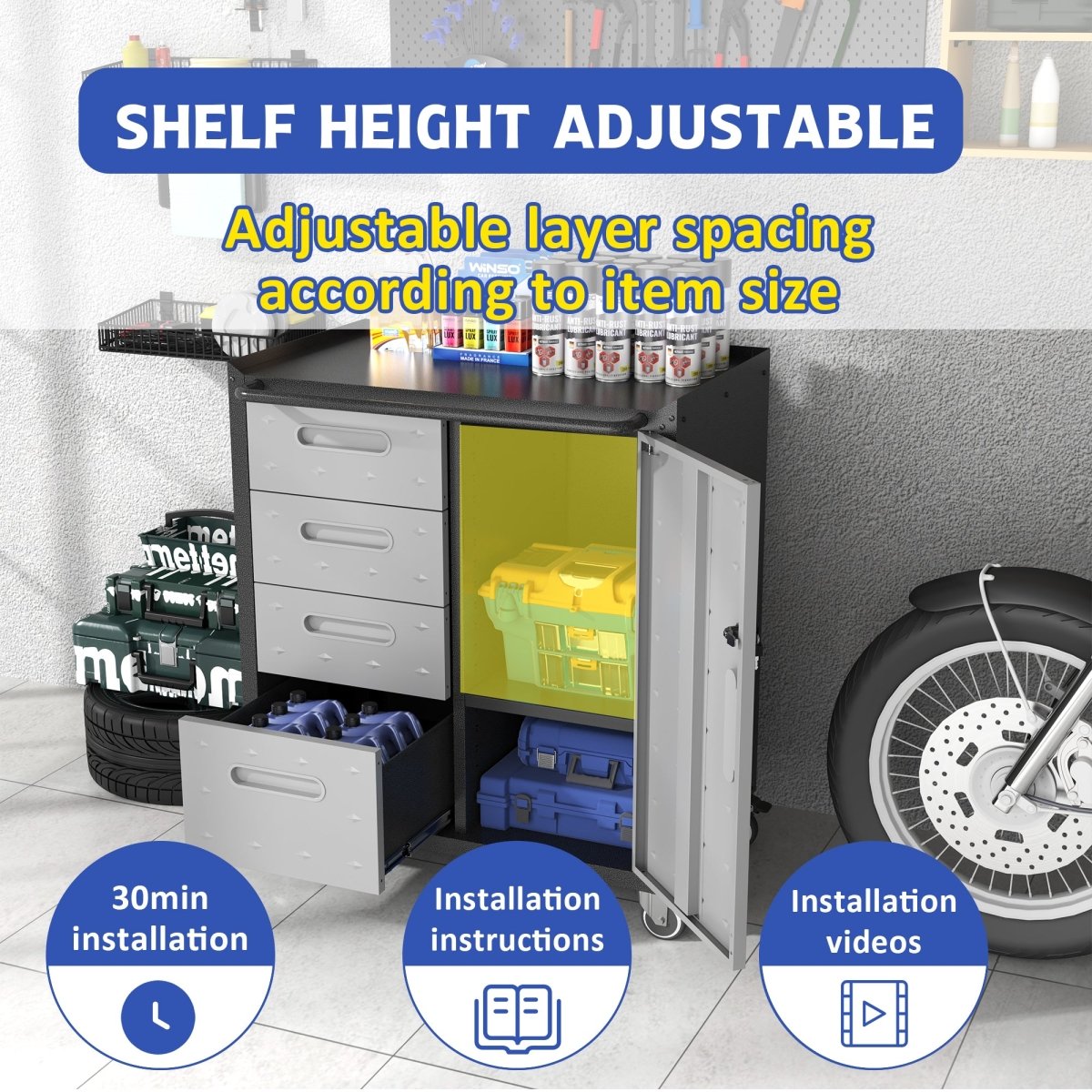 Heavy - Duty Tool Cabinet | Industrial Steel Storage with Locking Drawers - HomeDIYer