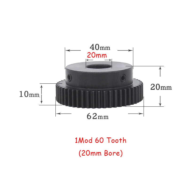 1pcs 1Mod 60 Tooth Spur Gear 62mm Outer Diam Drive Gear Motor Gears-Choose Bore