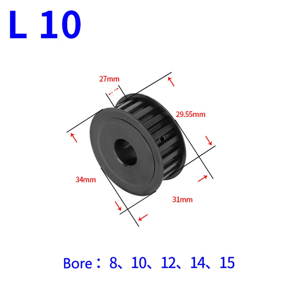 L-type 10T-30T Timing Belt Pulley Pitch 9.525mm With Keyway 45# Steel Width 27mm
