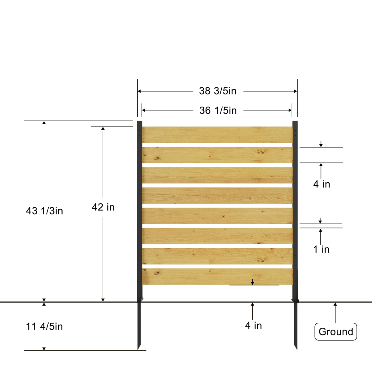 55"x38.5"W (2 Panels) Cedar Wood Privacy Screen, Outdoor Privacy Walls, Privacy Wood Fence for Pool Equipment Enclosure, Trash Can Enclosures, Air Conditioner Fence - HomeDIYer