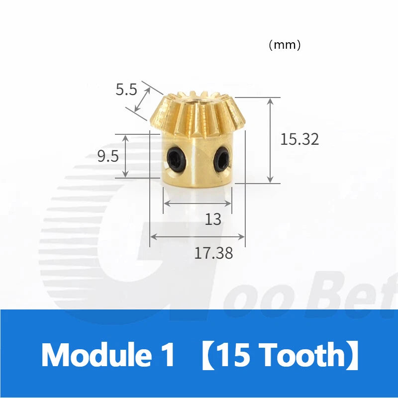 Bevel Gear Module 1 Brass 15/20/30/40 Tooth 90° 1:2 Pairing Miter Gear Precision