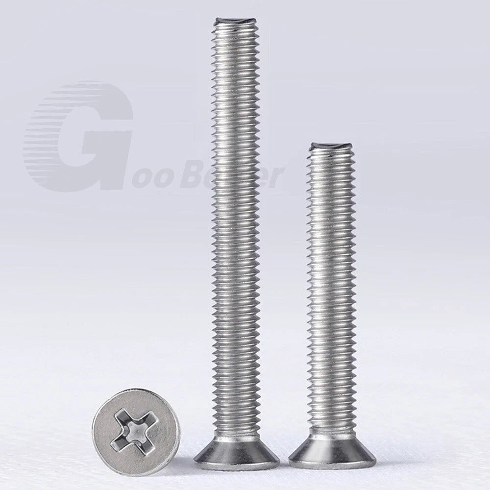 M1–M3.5 Phillips Countersunk Machine Screws – 304 Stainless Steel, Fully Threaded (3–120mm Overall Length) - HomeDIYer