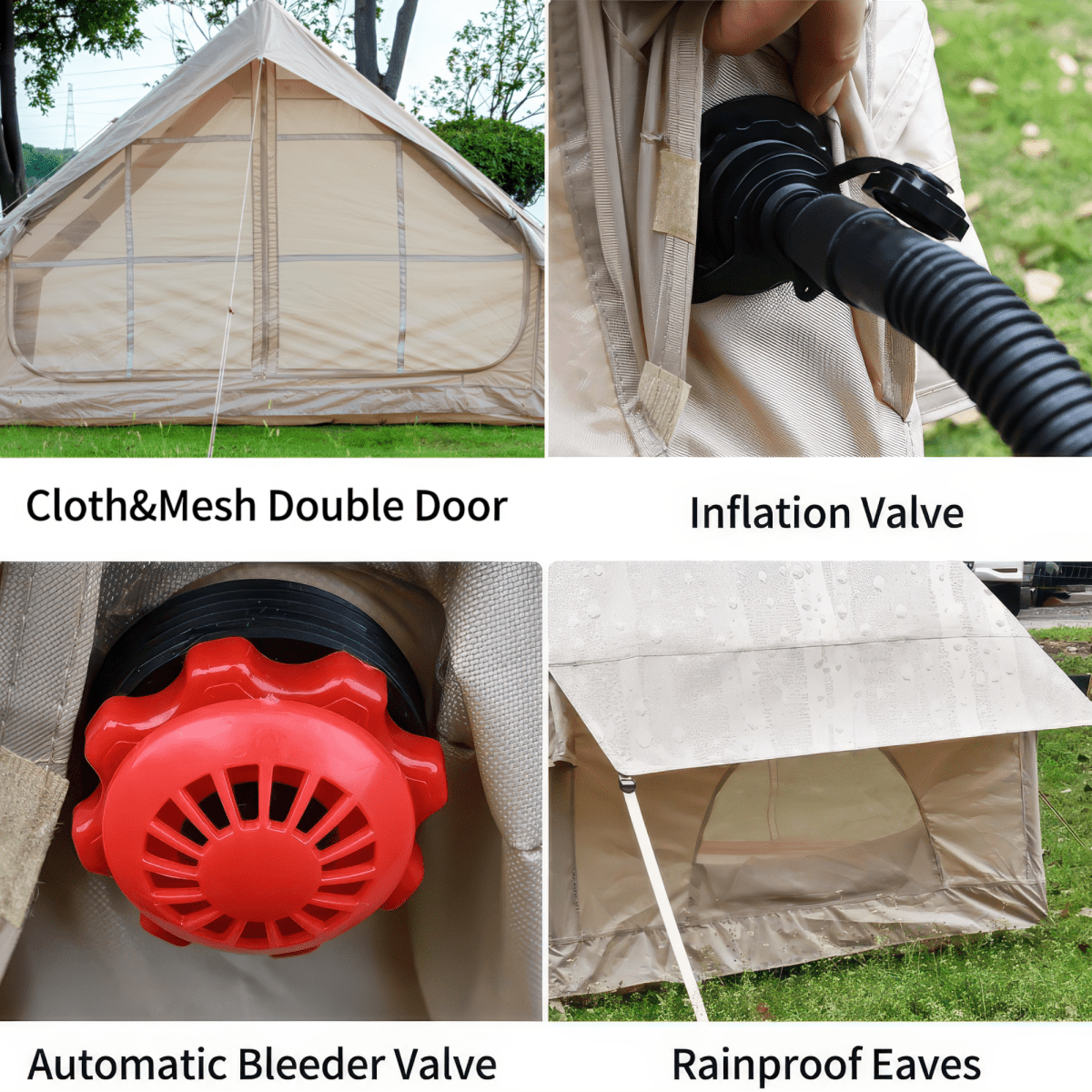 Inflatable Tent With Pump,Glamping Tents For 4 - 6 Person, Easy Setup 4 Season Waterproof Outdoor Tent,Waterproof Luxury Glamping Tent with 12 Mesh Window - HomeDIYer