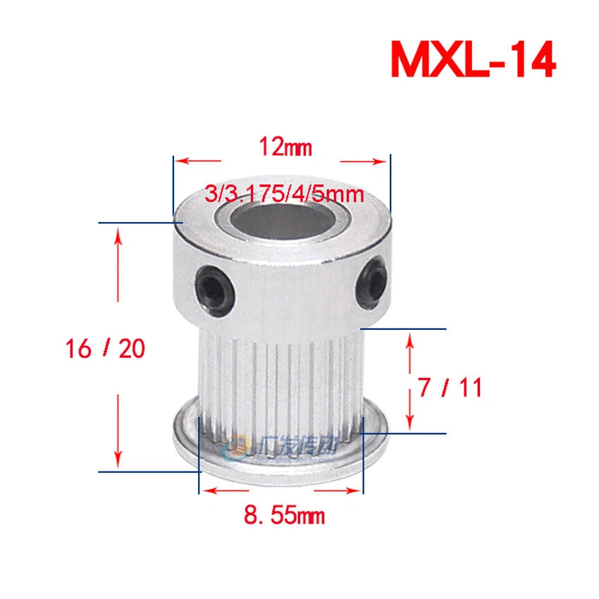 MXL 14-60T Timing Belt Pulley Pitch 2.032mm CNC Drive Pulleys Tooth Width 7mm