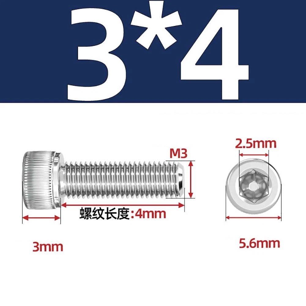 M3 M4 M5 Socket Head Cap Screws – A2 Stainless Steel, High Strength & Corrosion Resistant
