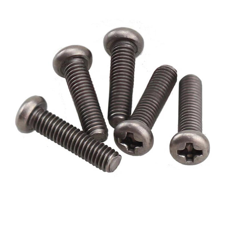 M1.4–M4 Titanium Alloy Phillips Pan Head Machine Screws – Cross Bolts, 5–16mm Lengths