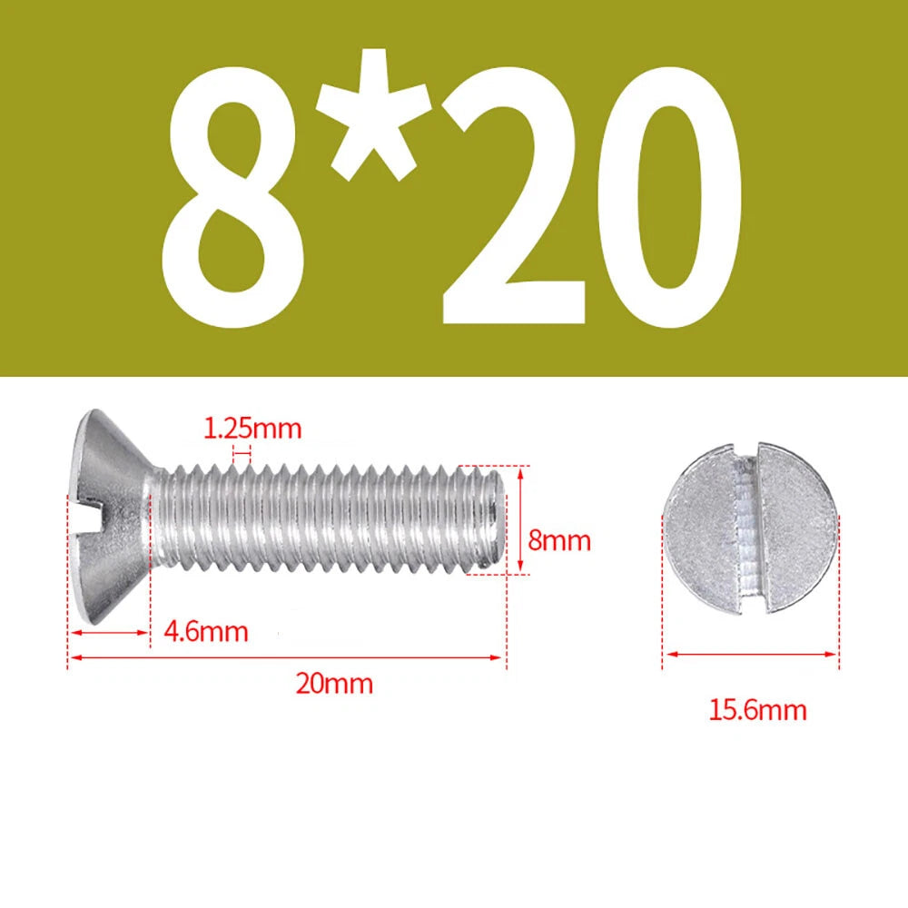 M1.6–M8 A2 Stainless Steel Flat Head Slotted Machine Screws | Countersunk Bolts