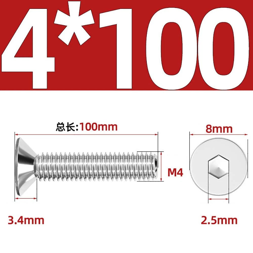 Countersunk Hex Socket Screws – A2 Stainless Steel, M2 to M16, DIN 7991, Fully Threaded