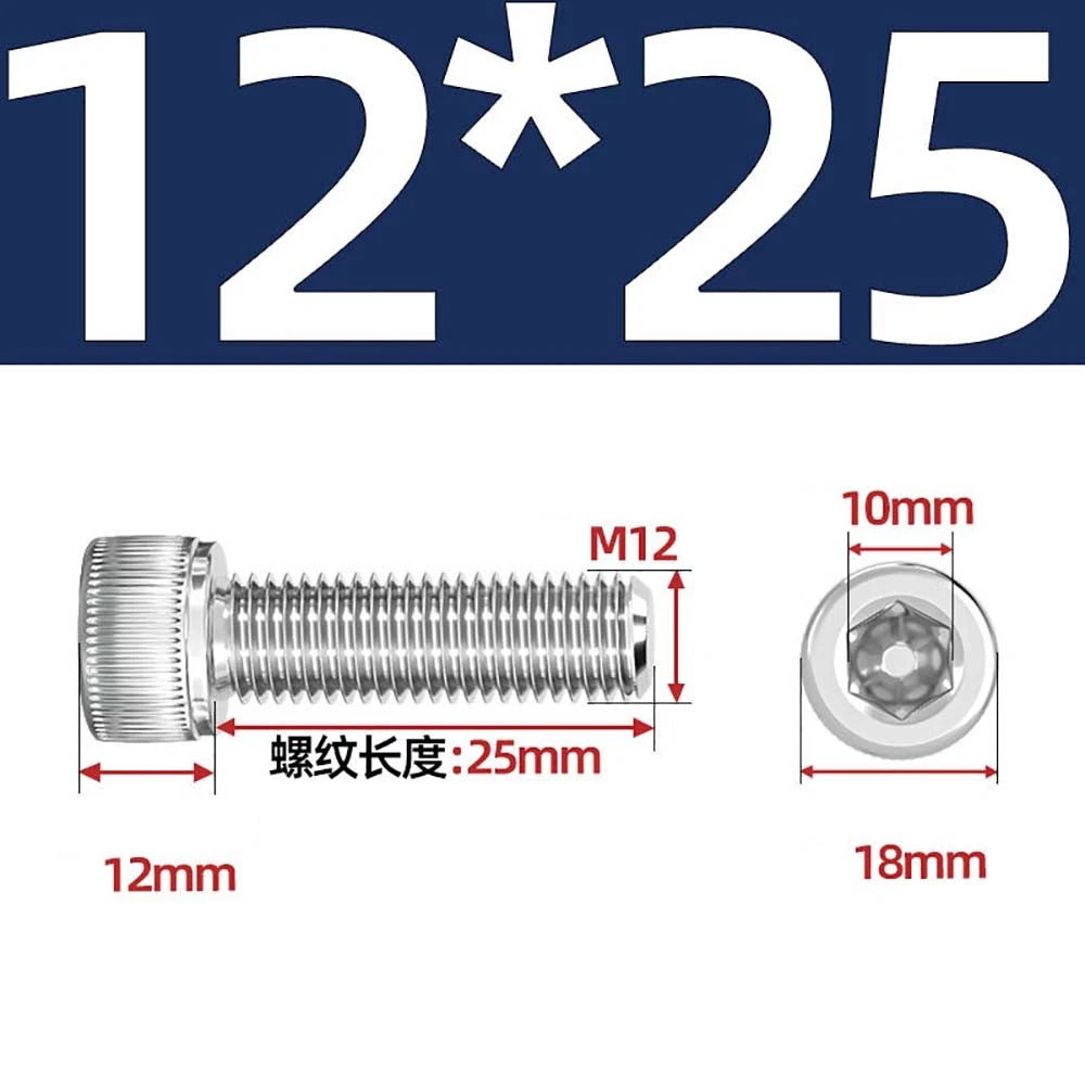 Socket Head Cap Screws – A2 Stainless Steel, M6 to M24, Hex Drive (DIN 912)