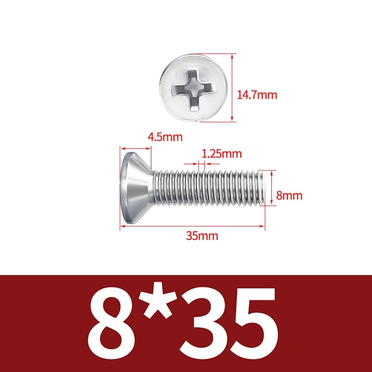 M3–M10 Phillips Countersunk Machine Screws – A2 Stainless Steel, Flat Head, Fully Threaded (3–100mm Overall Length) - HomeDIYer