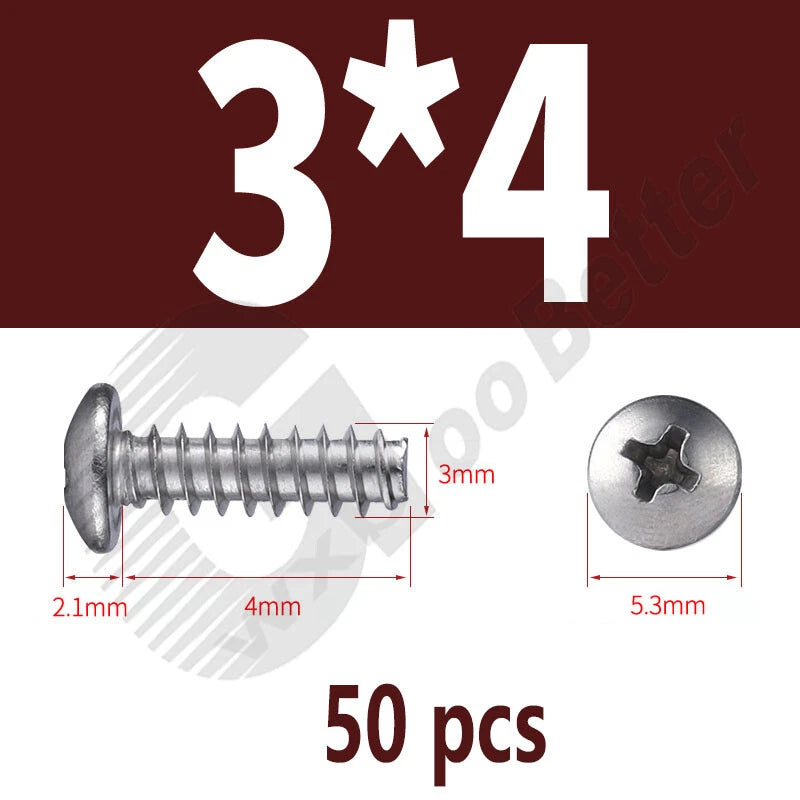 Pan Head Sheet Metal Screws Metric M1~M6 A2 Stainless Steel Sheet Metal Screws
