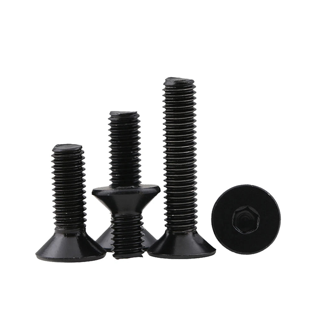 M3–M5 Black Hex Socket Countersunk Screws – A2 Stainless Steel, Electrophoresis Black, Fully Threaded (5–30mm Overall Length)