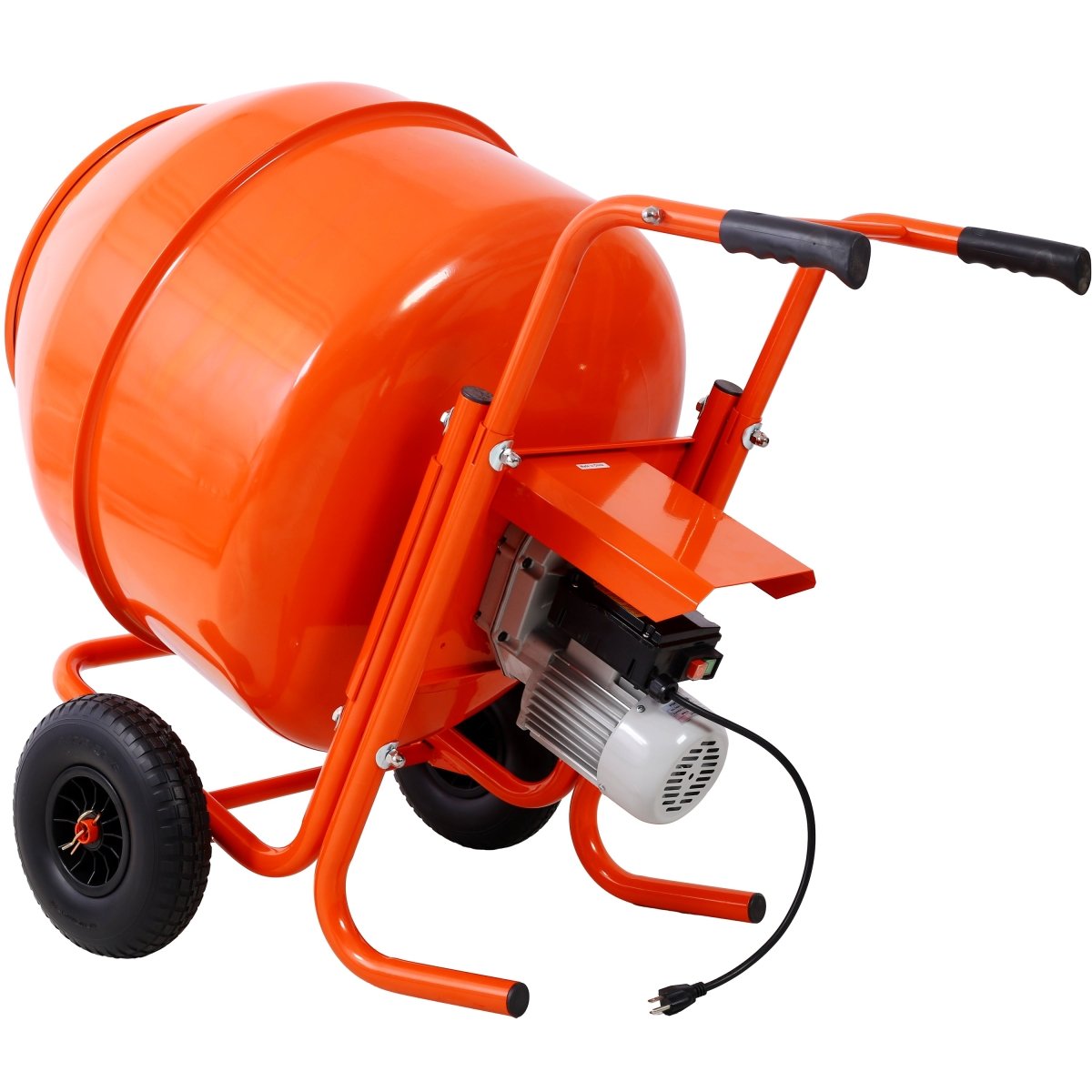 224L 8CUFT horizontal portable cement mixer,Wheel Barrow Portable Cement Concrete Mixer 115V - 60HZ,orange color - HomeDIYer