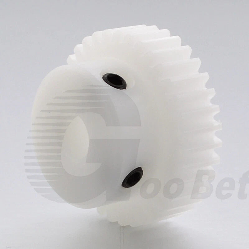 Module 1 Spur Gear POM Plastic 15-40 Tooth with Hub Bore 4-16mm Precision White
