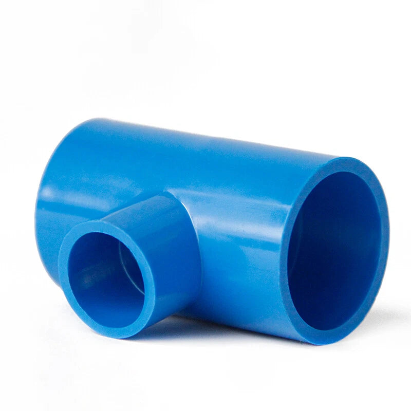 PVC Reducing Tee Pipe & Fittings Solvent Weld Pressure Adapter Connector Blue