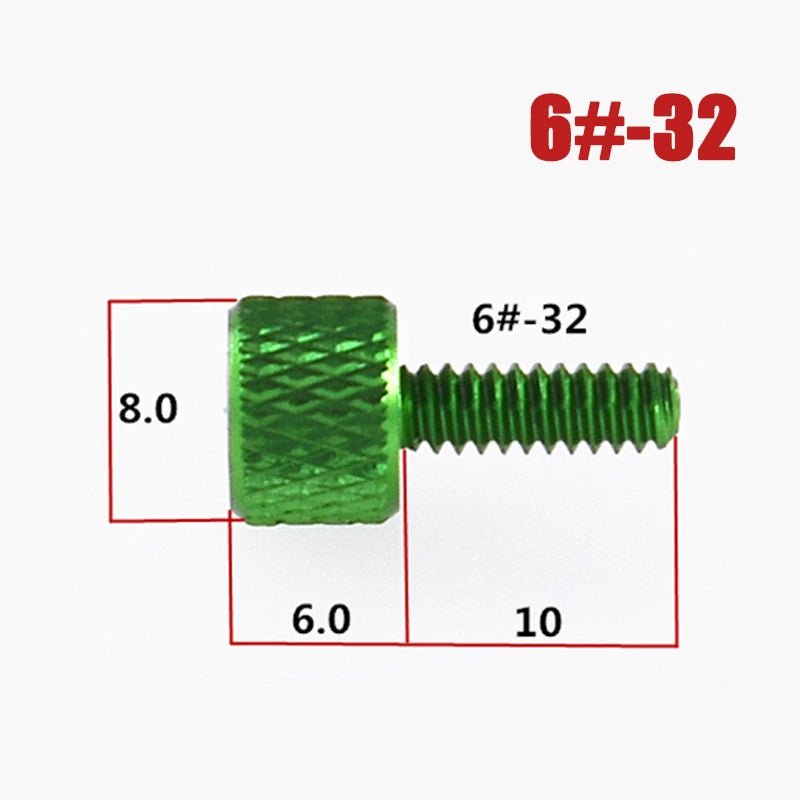 Aluminium Knurled Thumb Screws – Flat Head Hand Grip Bolts, 6 - 32 UNC x 10mm / M2.5 x 8mm (Anodised Finish) - HomeDIYer