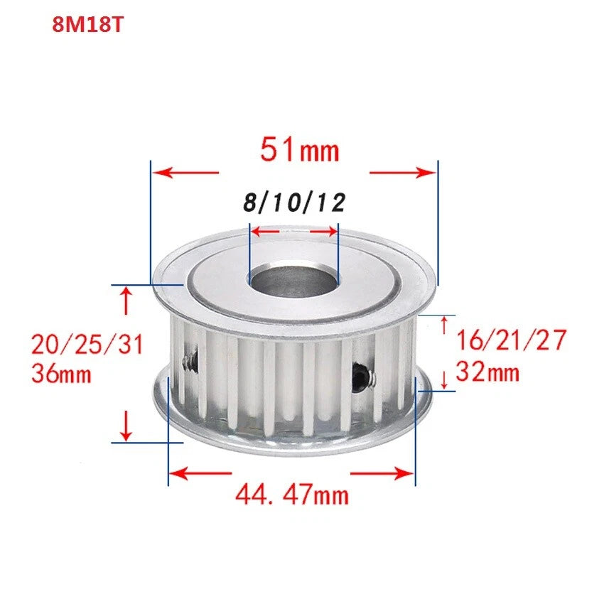 HTD-8M 15-40T Timing Pulley Pitch 8mm Synchronous Wheel Width 16/21/27/32mm