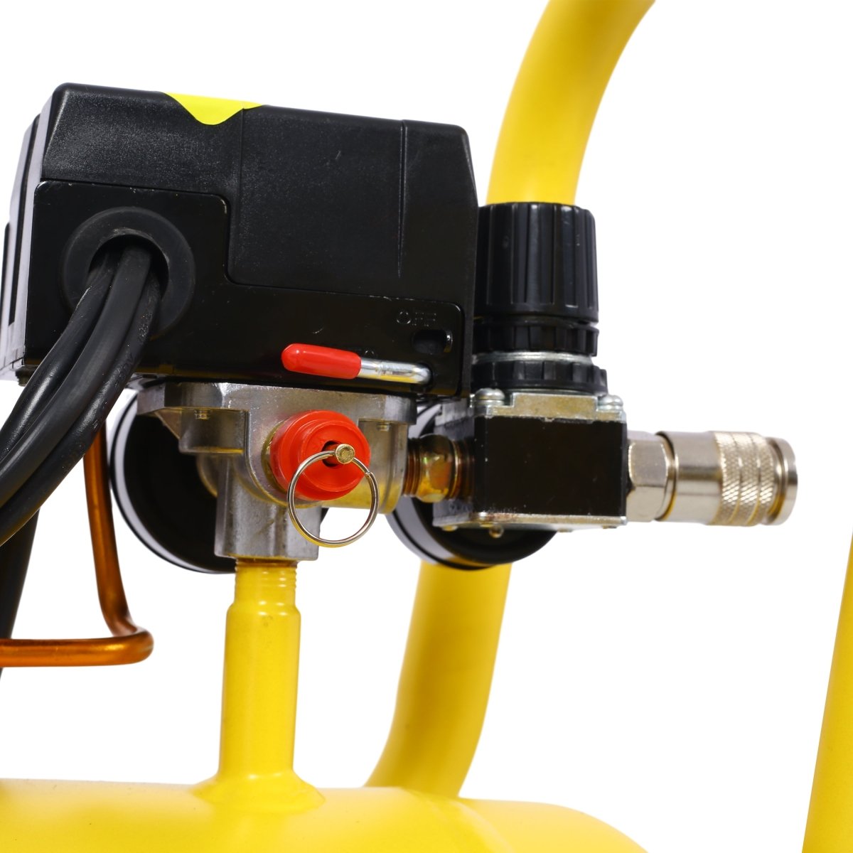 2.5 HP Silent Air Compressor 13 Gallon, Oil - Free, Electric Shop Air Compressor Portable,Lightweight with Wheels, 70 dBA Noise Level, with Automatic Drain Valve,Yellow - HomeDIYer