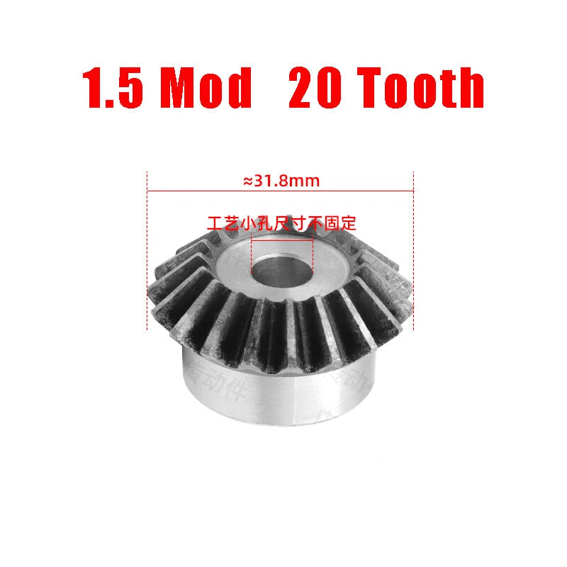 Bevel Gear 1/1.5/2 Mod 15-20 Teeth Transmission Gears Bevel Teeth 90° 45# Steel