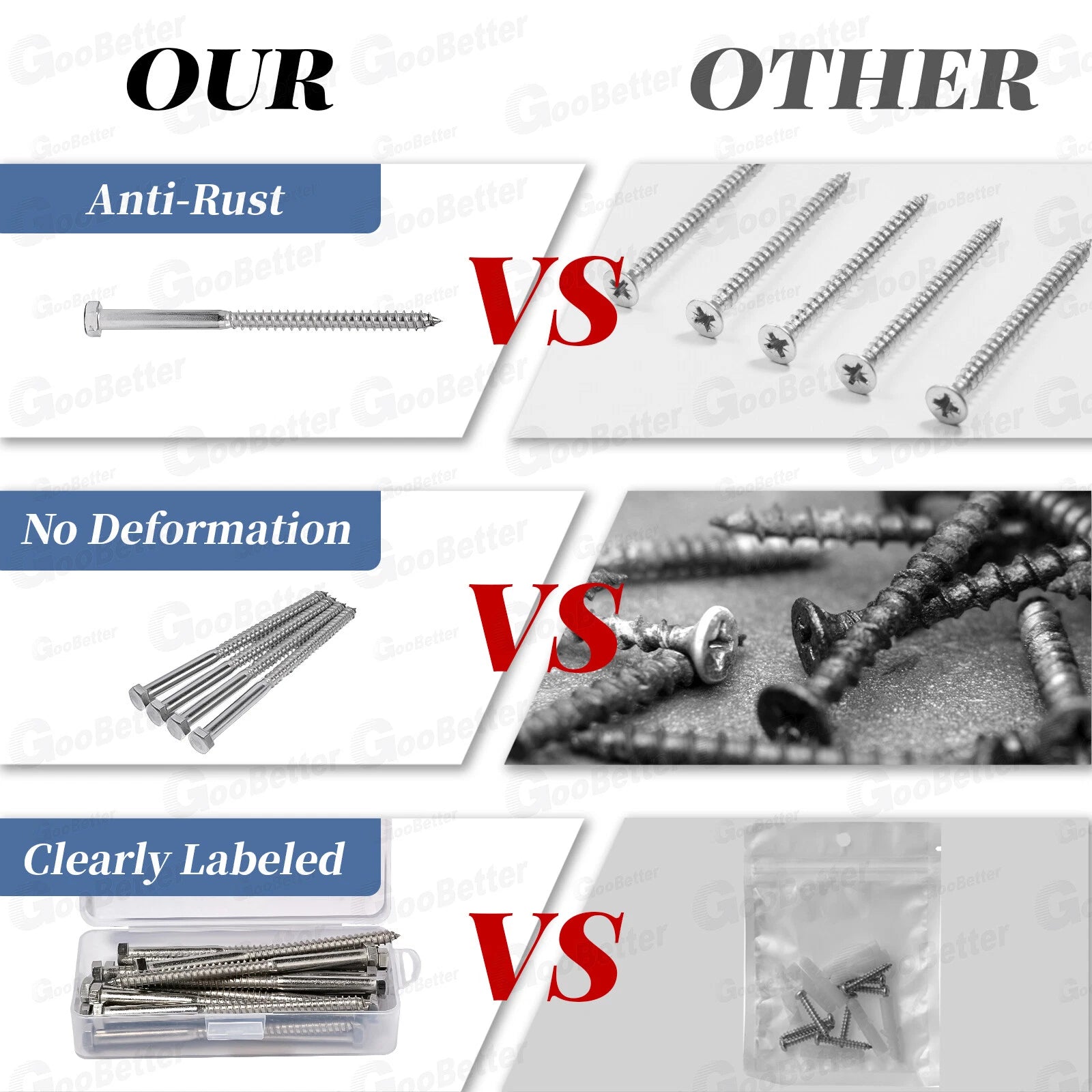50PCS Hex Head 5/16"-18x2" Lag Bolts Stainless Steel Wood Screws Hex Head Screws
